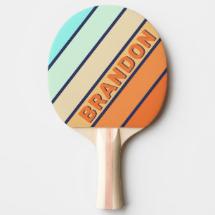 Vintage Style Retro Bold Striping with Name Ping Pong Paddle