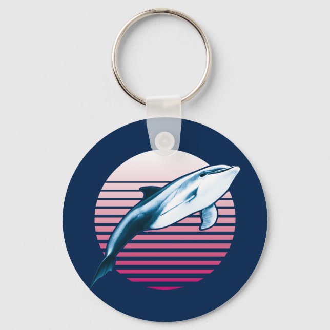 Vintage Style Retro Dolphin Key Ring (Front)