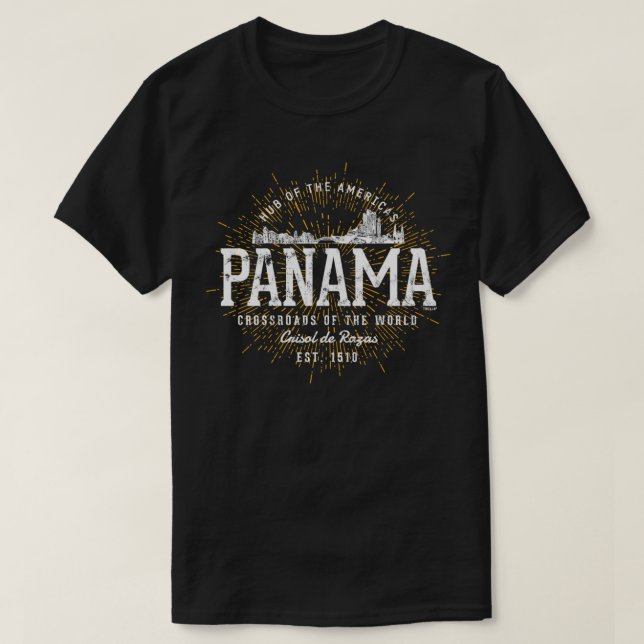 Vintage Style Retro Panama  T-Shirt (Design Front)