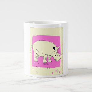 Vintage style Rhino cartoon Large Coffee Mug
