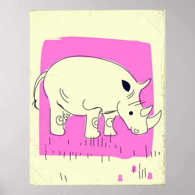 Vintage style Rhino cartoon Poster (Front)