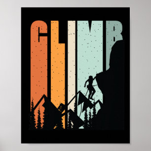 Vintage Style Rock Climbing Retro Bouldering Climb Poster