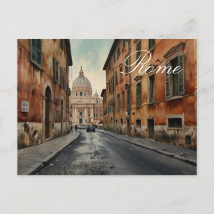 Vintage Style Rome Italian Travel Watercolor Holiday Postcard