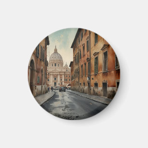 Vintage Style Rome Italian Travel Watercolor Magnet