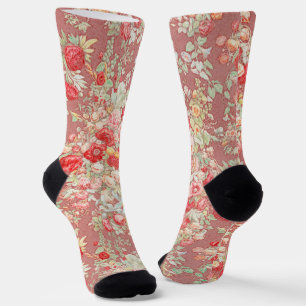 Vintage Style Rose Flowers Fun Socks