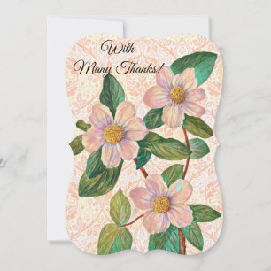 Vintage Style Roses Thank You Flat Card