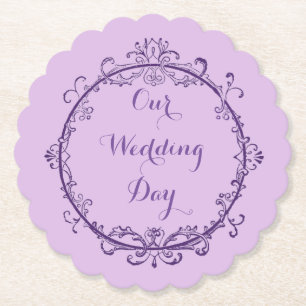 Vintage Style Round Scalloped Wedding Coasters