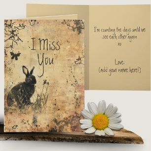 Vintage Style Rustic Rabbit Love I Miss You Card