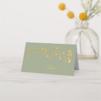 Vintage Style Sage Green Wedding Table Place Card