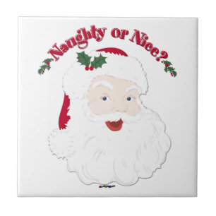 Vintage Style Santa Naughty or Nice? Ceramic Tile