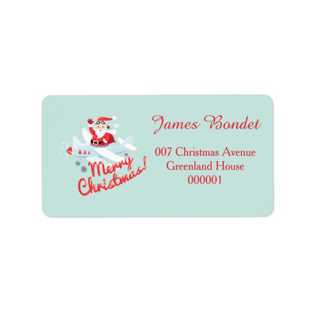 Vintage style Santa - pilot Merry Christmas Label (Front)
