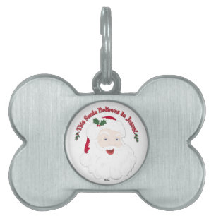 Vintage Style Santa This Santa Believes In Jesus Pet Name Tag