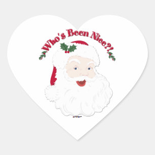 Vintage Style Santa Who's Been Nice?! Heart Sticker