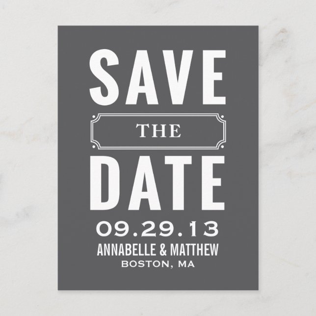 Vintage Style Save The Date Postcard (Front)