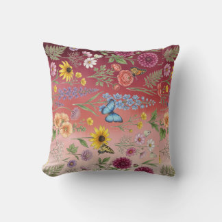Vintage-Style Seamless Botanical Pattern with Wild Cushion