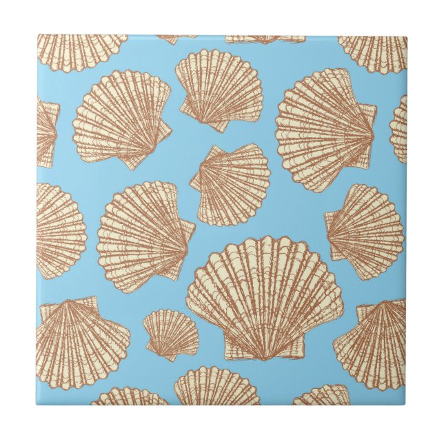 Vintage Style Seashell Pattern Ceramic Tile (Front)