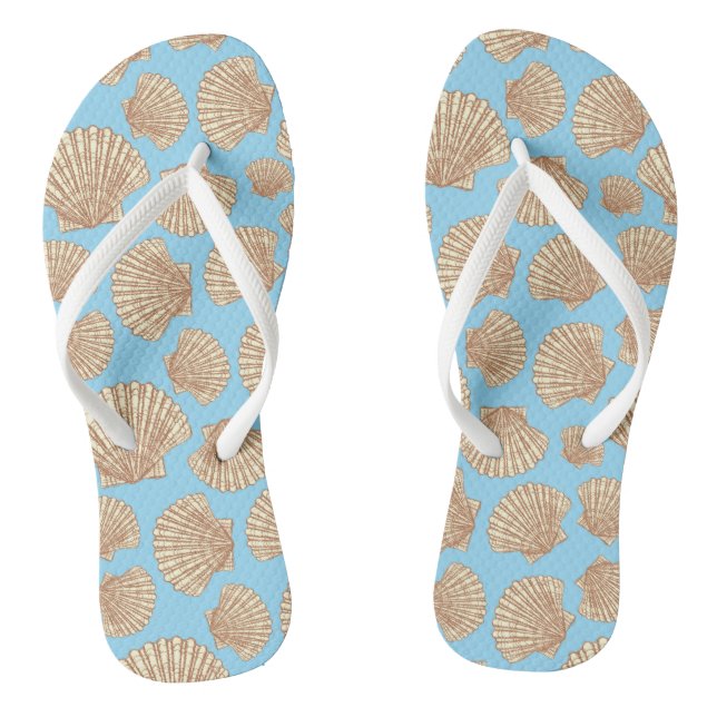 Vintage Style Seashell Pattern Thongs (Footbed)