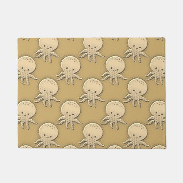 Vintage Style Sepia Baby Octopus Doormat (Front)