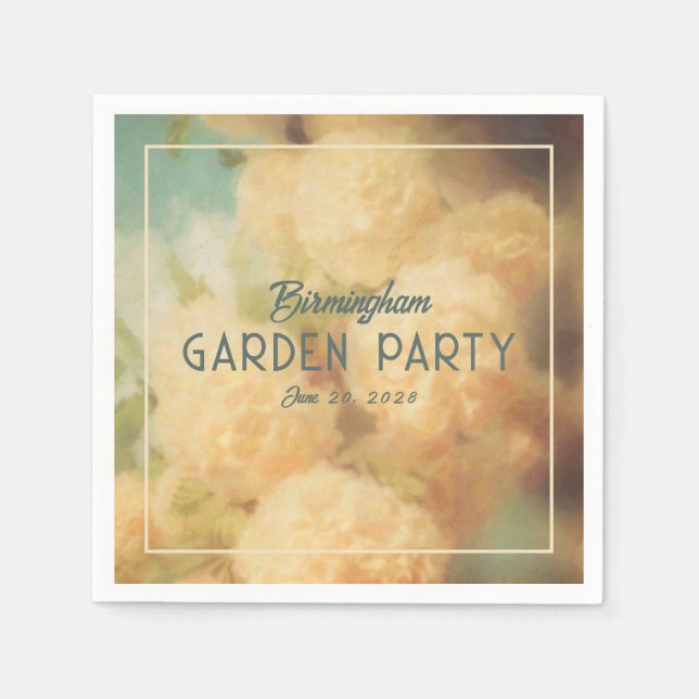 Vintage Style Snowball Flowers Garden Party Napkin (Front)