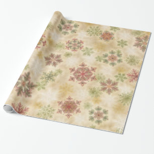 Vintage Style Snowflakes with Customisable Text Wrapping Paper