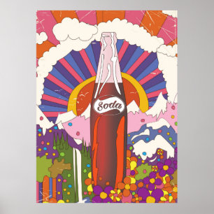 Vintage style soda commercial poster