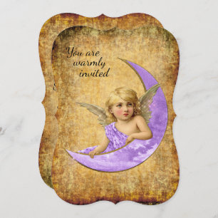 Vintage Style Spiritual Lavender Angel Invitation