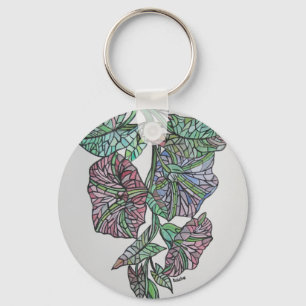 Vintage Style Stained Glass Morning Glory Key Ring