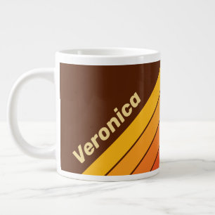 Vintage Style Stripes with Name Large Coffee Mug