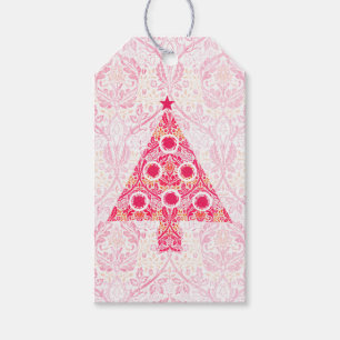 Vintage Style Style Christmas Tree Gift Tag Pink