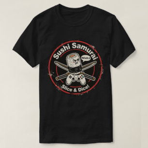 Vintage Style Sushi Roll with Controller & Katanas T-Shirt