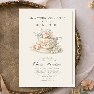 Vintage Style Tea Party Bridal Shower Invitation