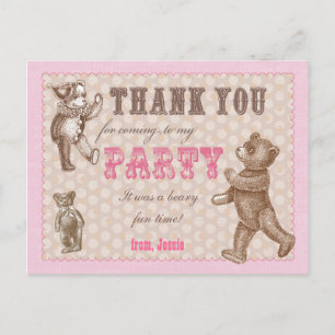 Vintage Style Teddy Bear Thank You Postcard