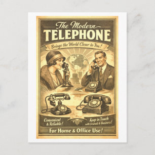 Vintage-Style Telephone Advertisement Postcard