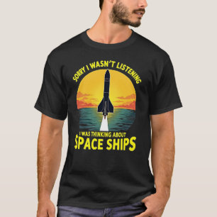 Vintage Style Thinking About Space Ships T-Shirt