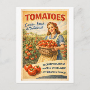 Vintage-Style Tomato Advertisement Postcard