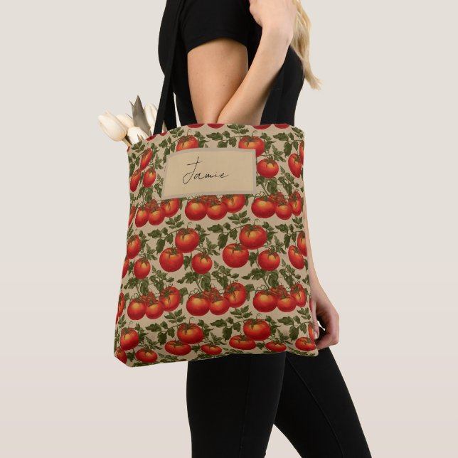 Vintage Style Tomatoes Tote Bag (Close Up)