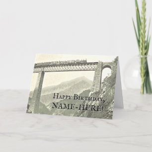 Vintage Style Train on a Rail Bridge Card