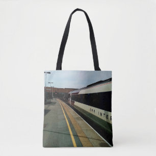 Vintage style train tote bag