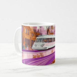 Vintage-style tram, likely inspired by Prague tram Coffee Mug