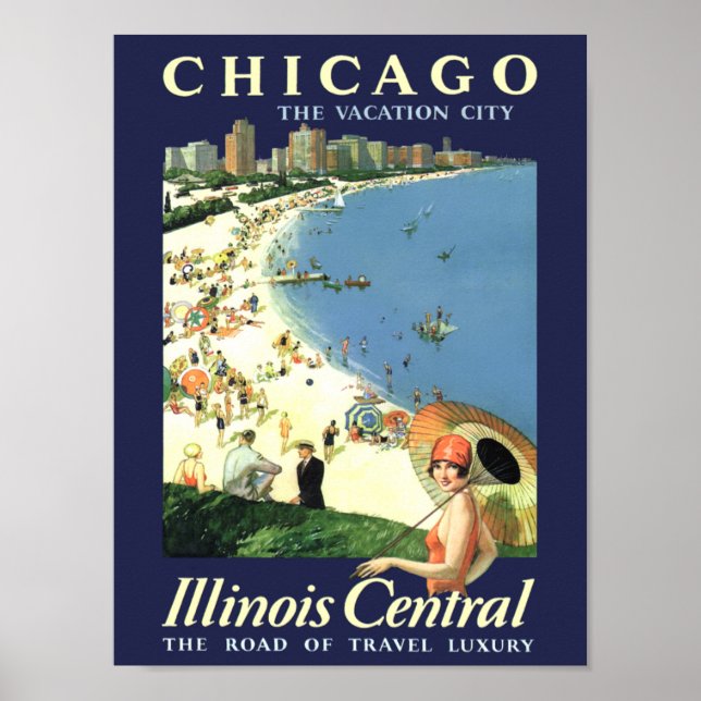 Vintage style travel poster for Chicago, Illinois (Front)