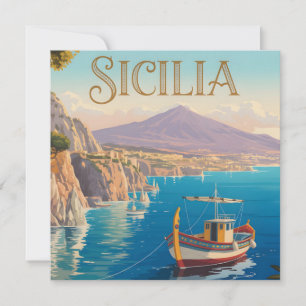 Vintage Style Travel Poster for Sicilia Italy