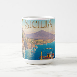Vintage Style Travel Poster for Sicilia Italy Coffee Mug