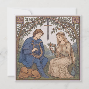 Vintage style Tristan and Isolde legend Holiday Card