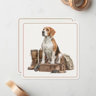 Vintage Style Watercolor Hunting Hound Dog Card