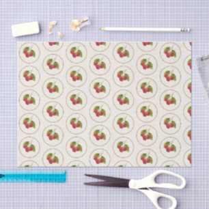 Vintage style watercolor Raspberries in off-white Tissue Paper