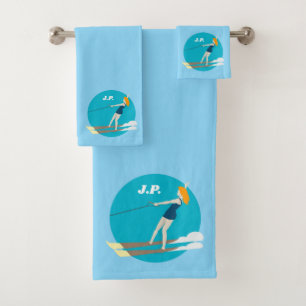 Vintage-style Waterski Bath Towel Set