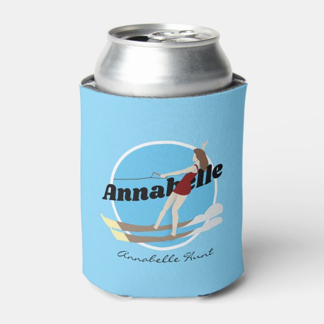 Vintage-style Waterski Can Cooler (Can Front)