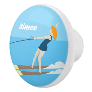 Vintage-style Waterski Ceramic Knob