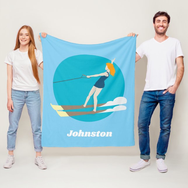Vintage-style Waterski Fleece Blanket (In Situ)