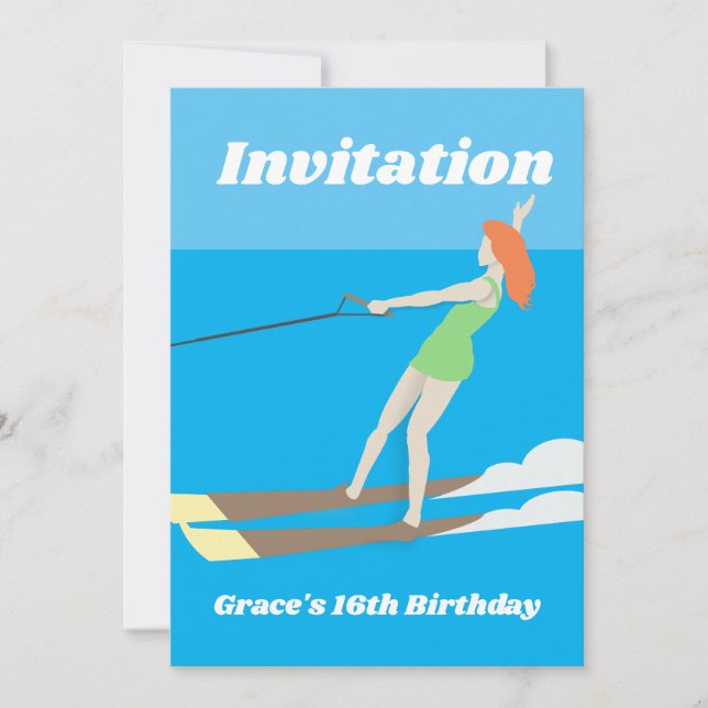 Vintage-style Waterski Invitation (Front)
